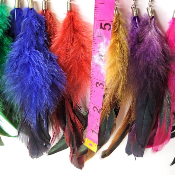 Green Feather Earrings - Picture 3 of 5